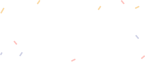 Confetti in pink, yellow, and purple streamers